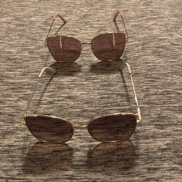 2 Pairs of Fashion Sunglasses Oversized Geometric Square Shaped Frames Gold-Tone - Picture 2 of 15